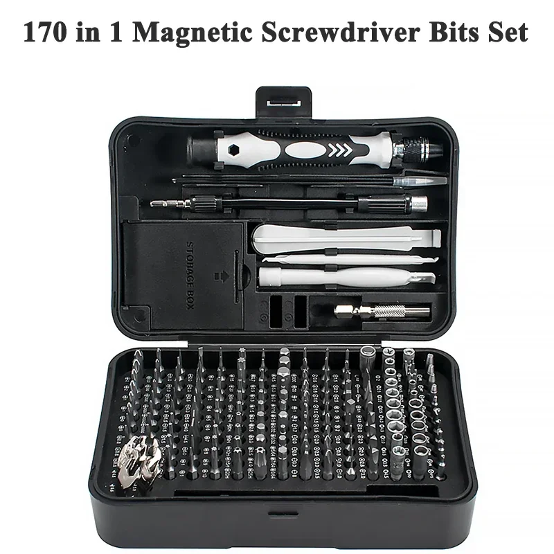 

170 in 1 Magnetic Screwdriver Bits Set Electrical Driver Remover Wrench Torx Phillips Screw Kit Tool Box for Repair Phone Camera