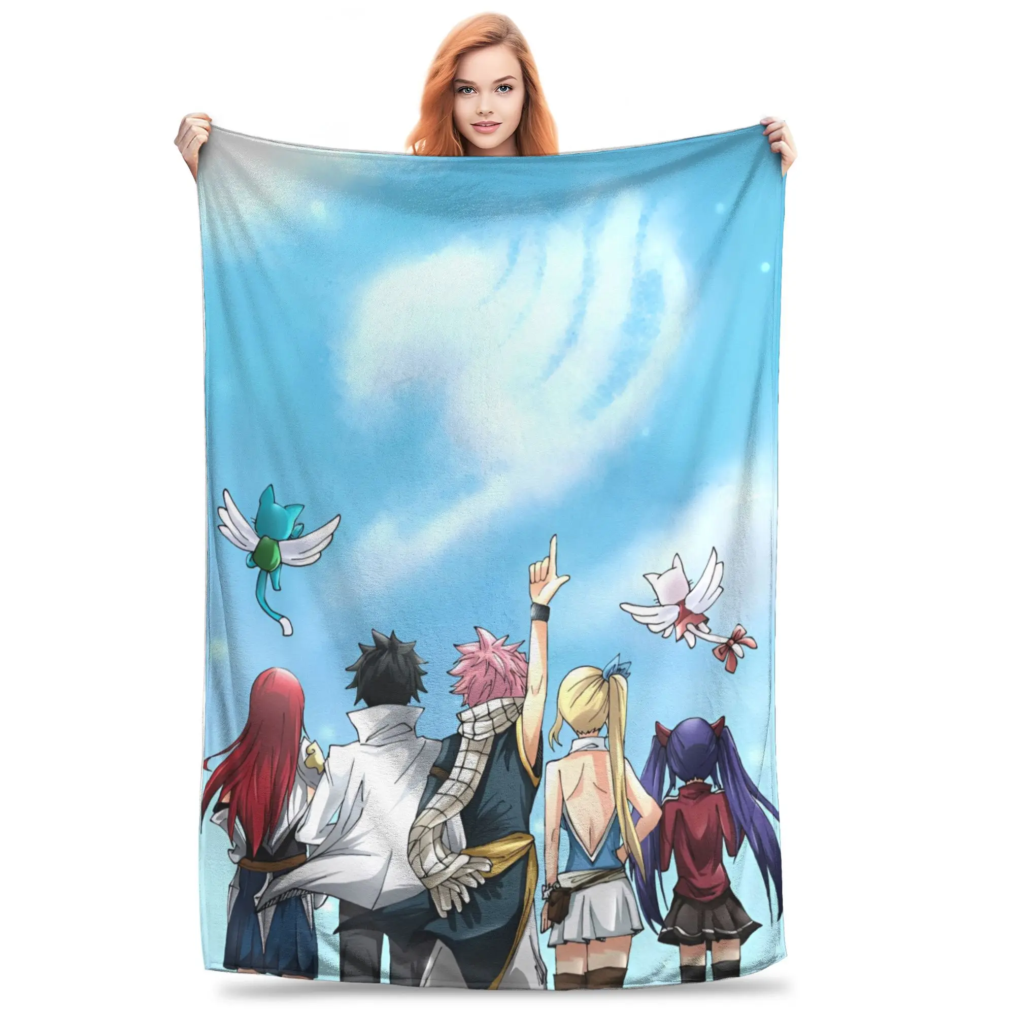Fairy Tail Knitted Blanket Flannel  Super Soft Throw Blankets for Outdoor Travel Bedspread