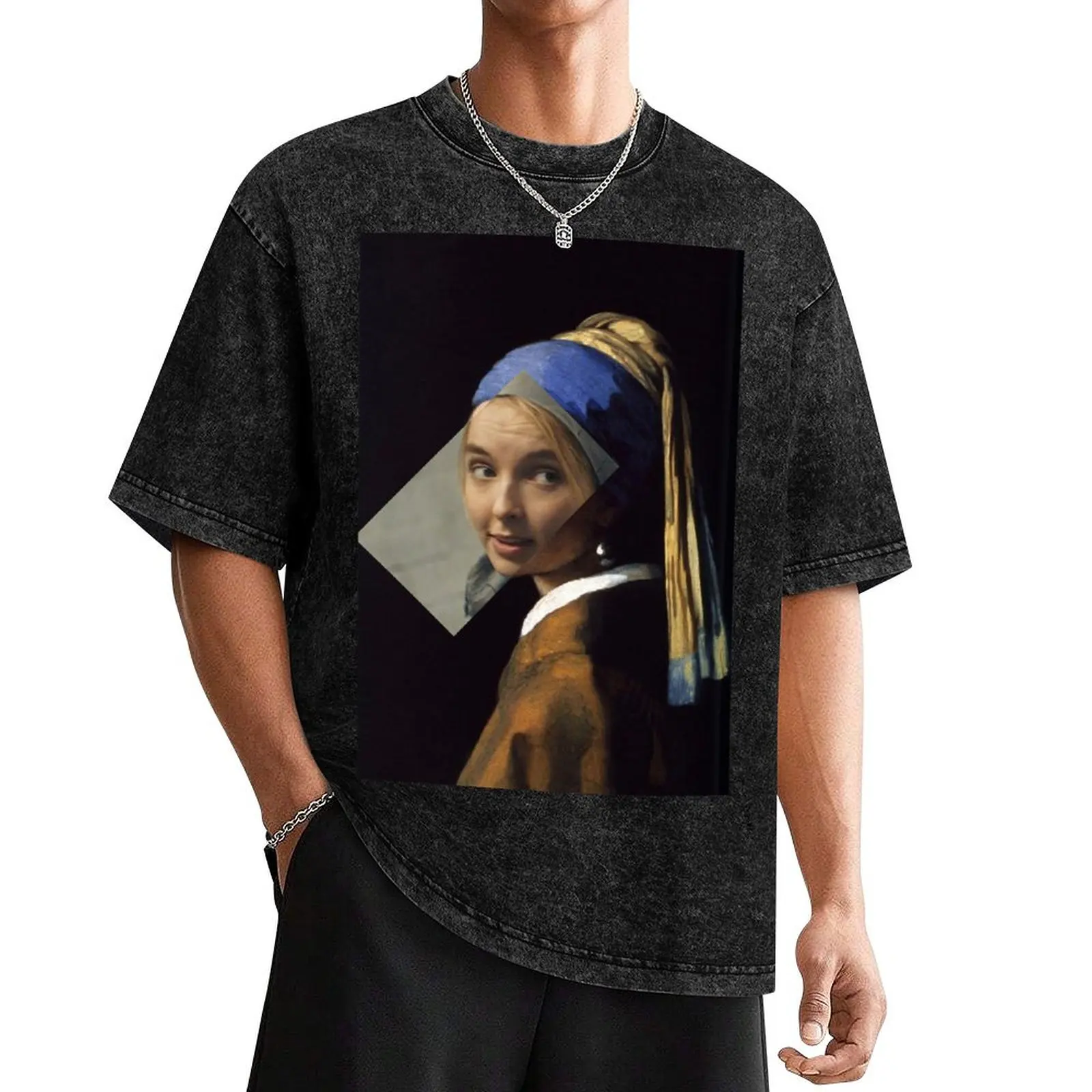 Villanelle with a pearl earring T-Shirt summer shirt anime figures t shirt men