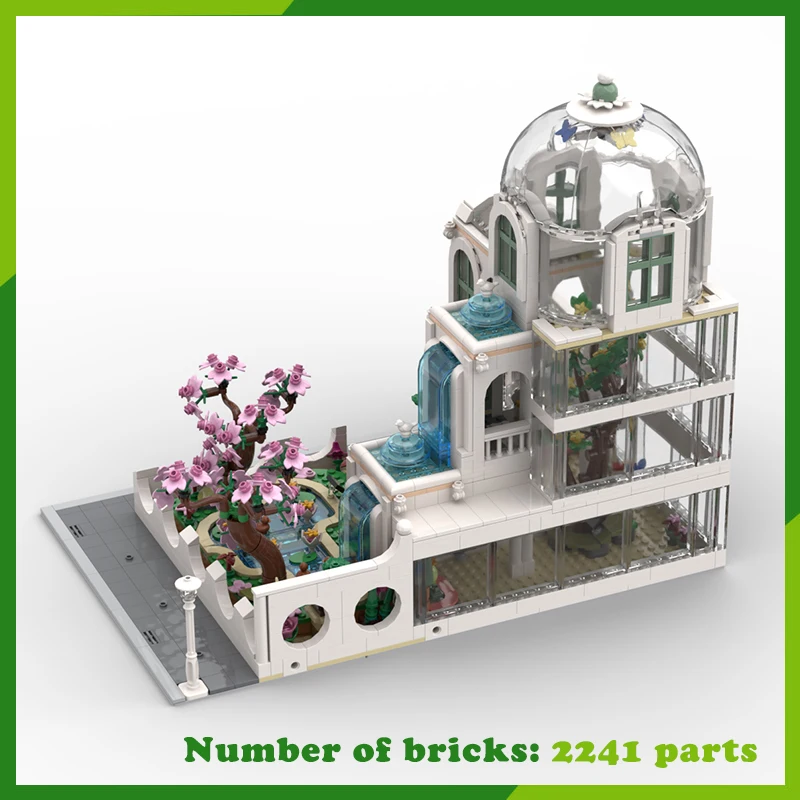 Giardino botanico MOC Building Blocks Architettura urbana Paesaggio Modello Mattoni fai da te Assemblaggio creativo Giocattoli Regalo di Natale 2241 pezzi