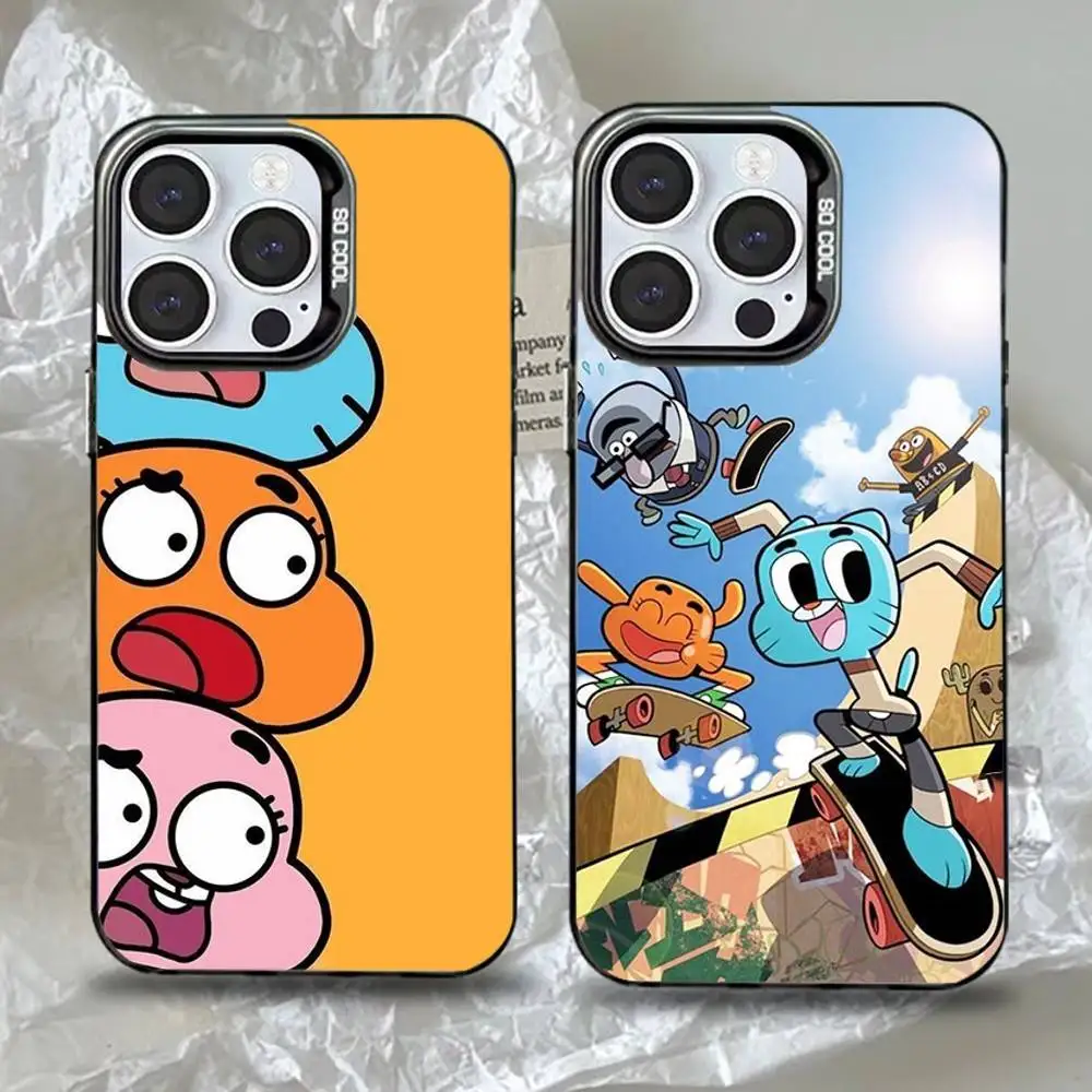 

A-Amazing World of G-Gumball Phone Case For iPhone 16,15,14,13,12,11,Pro,Max,Plus,Mini,XS,SE Anti Fall Black Matte Hard Bumper