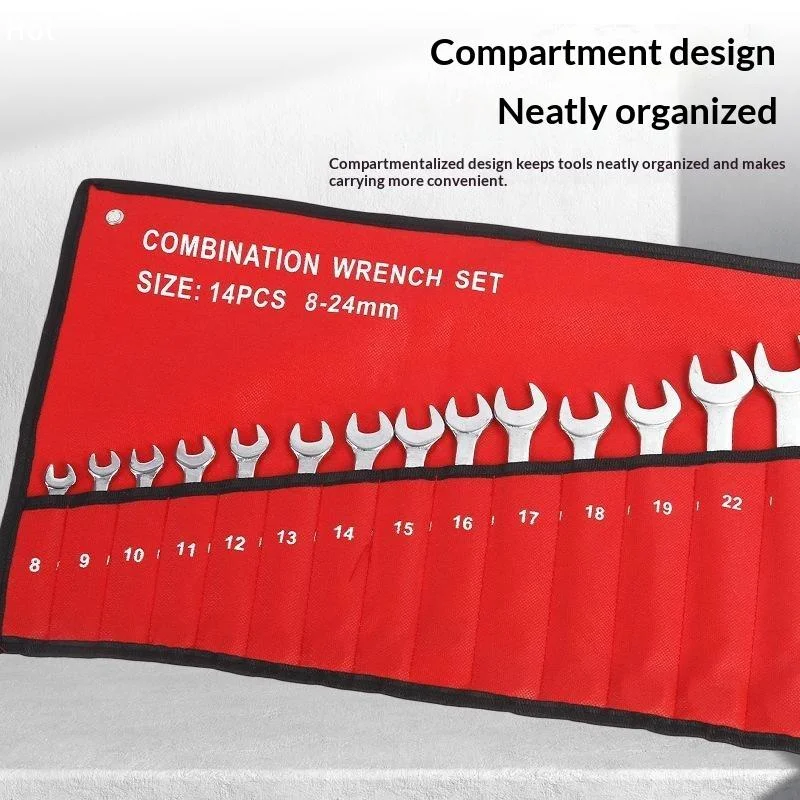 14-Pocket Roll Tool Storage Bag Portable Wrench Organizer Pouch Bag Foldable Spanner Toolkit For Hardware Hand Tools Storage