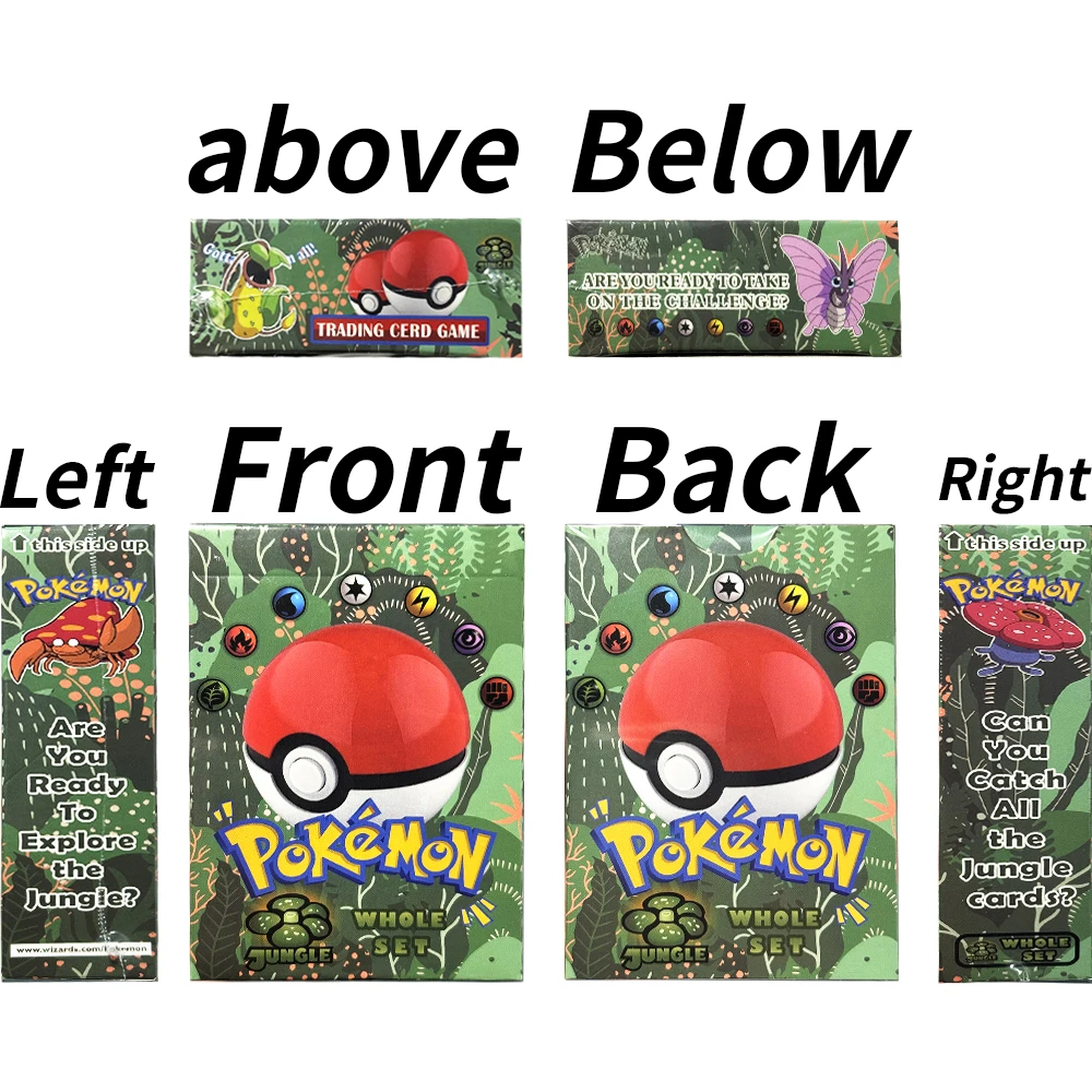 64PCS/Whole Set PKM English PTCG Jungle Proxy Game Cards Snorlax Jolteon Flareon Scyther Pidgeot Vaporeon Victreebel  Nidoqueen