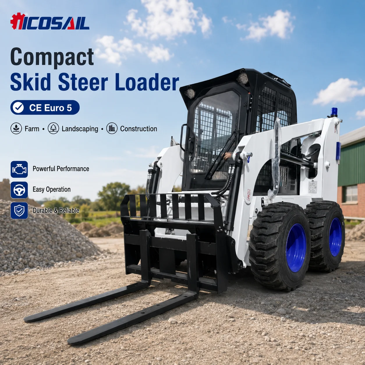 OEM Custom Compact Skid Steer Loader with Multi Attachment Options CE Euro 5 for Farm, Landscaping and Construction Work