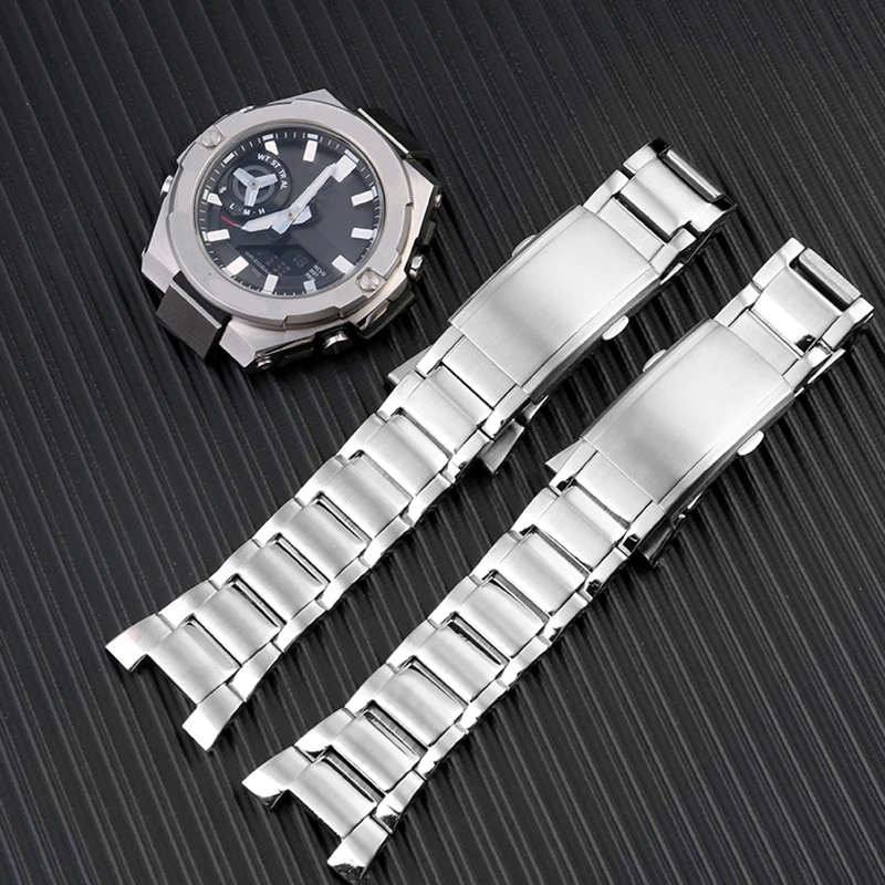 Bracelet For Casio G-SHOCK GST-B500 Steel Heart series Watches Men\'s Strap Silver Black 316L Stainless Steel wristband watchband