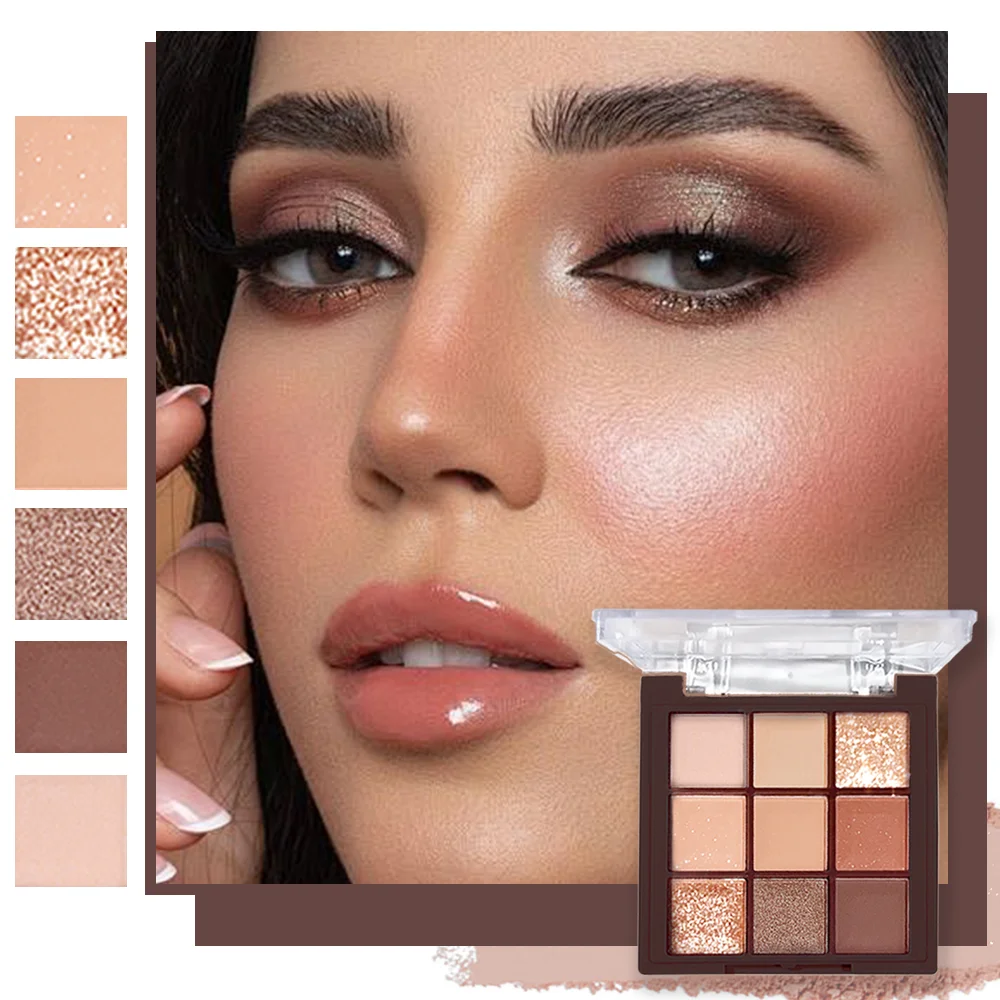 لوحة ظلال عيون عارية - 9 ألوان غير لامعة ولامعة، صبغة عالية قابلة للمزج، مقاومة للماء تدوم طويلاً، عيد الميلاد والشتاء