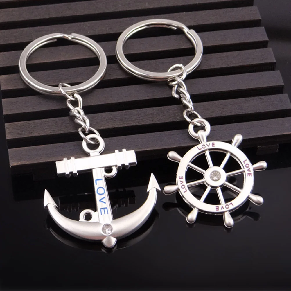 Wedding Decorations Rudder Anchor Key Keychain Fashion Souvenir Couple Lovers Gift