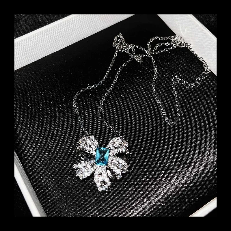 يوصي Xiaohongshu هوت كوتور مجوهرات الفراشة مجموعة تقليد التوباز الطبيعي القوس قلادة حلقة وأقراط. #5