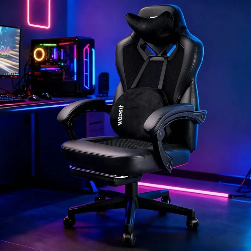 Gaming Chair PRO, Ergonomic Gaming Chairs or Adults Heavy People, Massage Reclining Oice Desk Computer Chair with ootrest and Lu