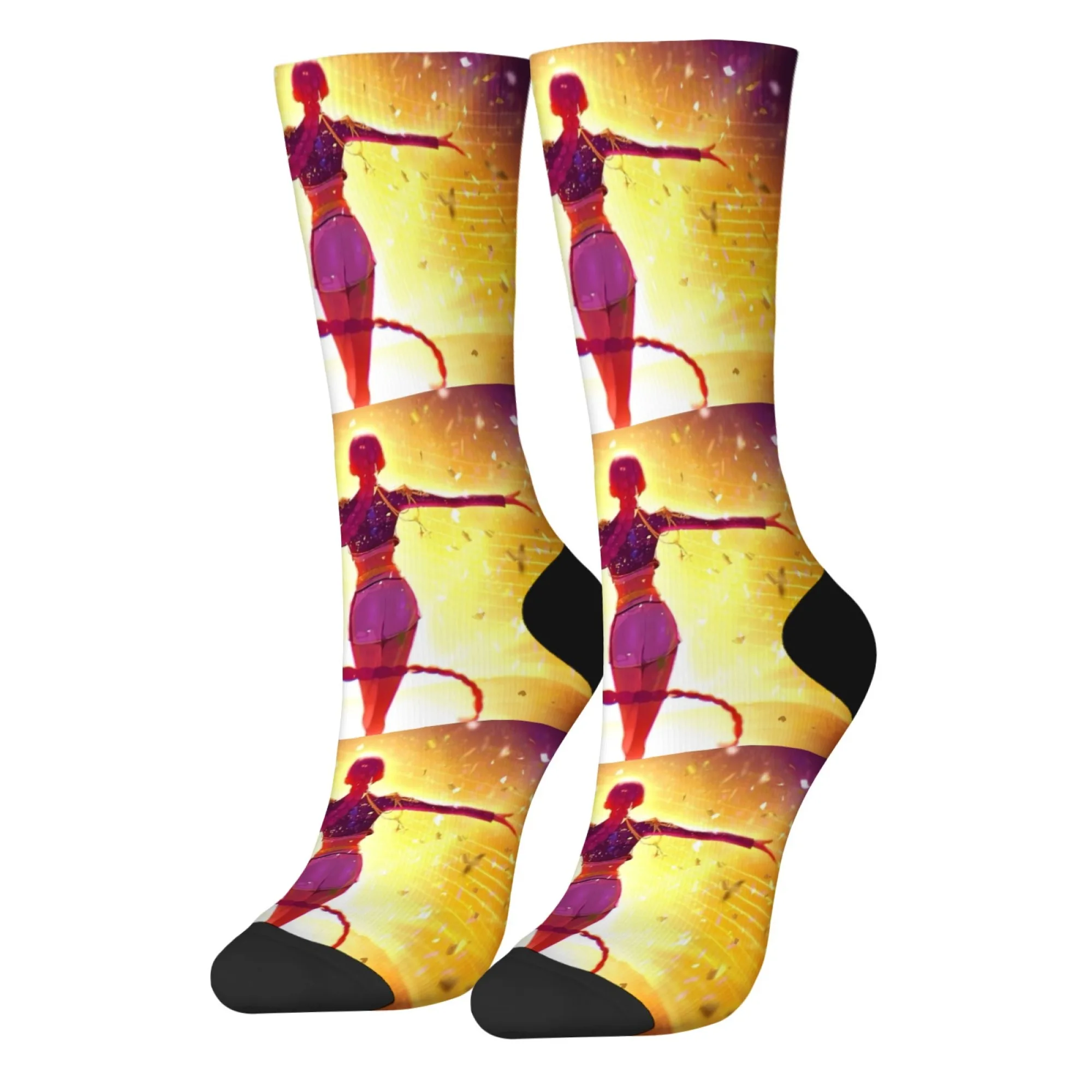 K-POP Hunter Girl Idols Fantasy Effetto luce Carattere Calzini da uomo Calzini magici con stampa di palcoscenici dorati per stile festival musicali