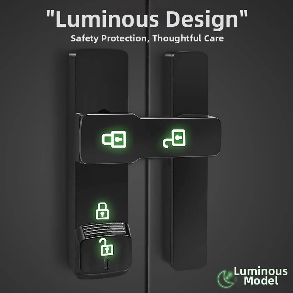 

Zinc Alloy Sliding Door Lock with Luminous Buckle Push to Lock Mechanism Easy Setup for Sliding Doors Cabinets and Wardrobes