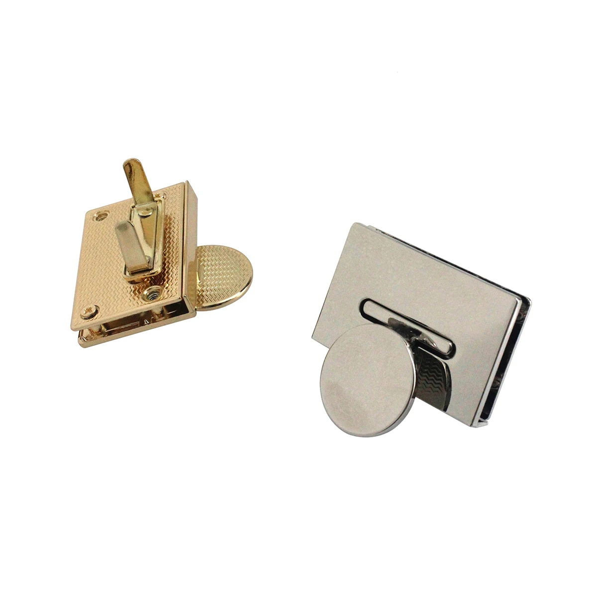 1x Metal Rectangle Push Lock Turn Lock Bag Briefcase Spring Lock Snap Decorative Clasps Closure Leather Craft Hardware Accessory