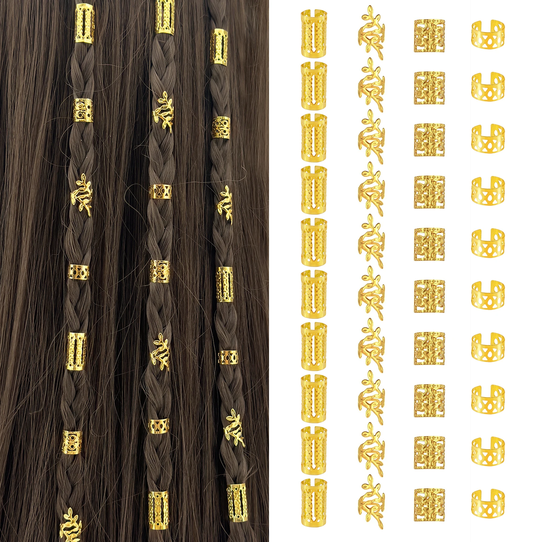 

40pcs Alloy Dreadlock Hair rings Stylish Hair Accessories Loc Hair Jewelry for Braids for Girls and Women Perfect for dances and