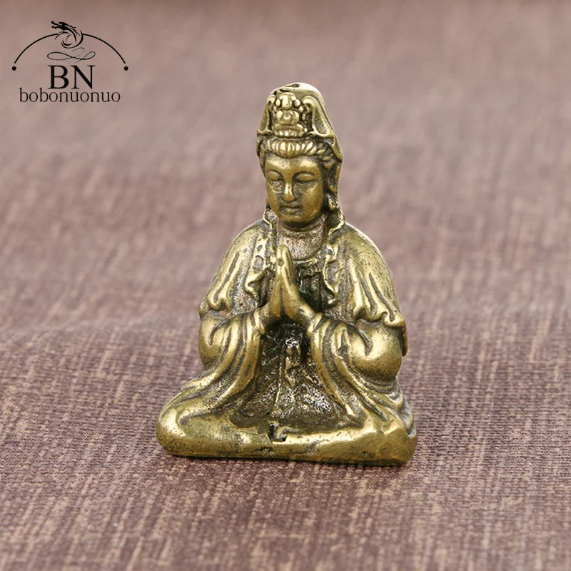 Brass Guanyin Bodhisattva Buddha Statue Ornaments New Style Small Copper Buddhas Miniatures Figurines Home Crafts Decor