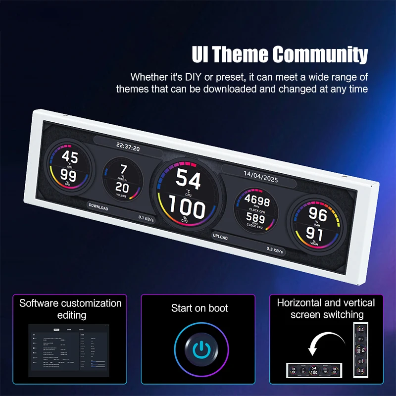 9.2 بوصة USB شاشة ثانوية لهيكل الكمبيوتر 1920*462 شاشة الكريستال السائل واحد USB متصل وحدة المعالجة المركزية RAM GPU HDD مراقبة الطقس #4
