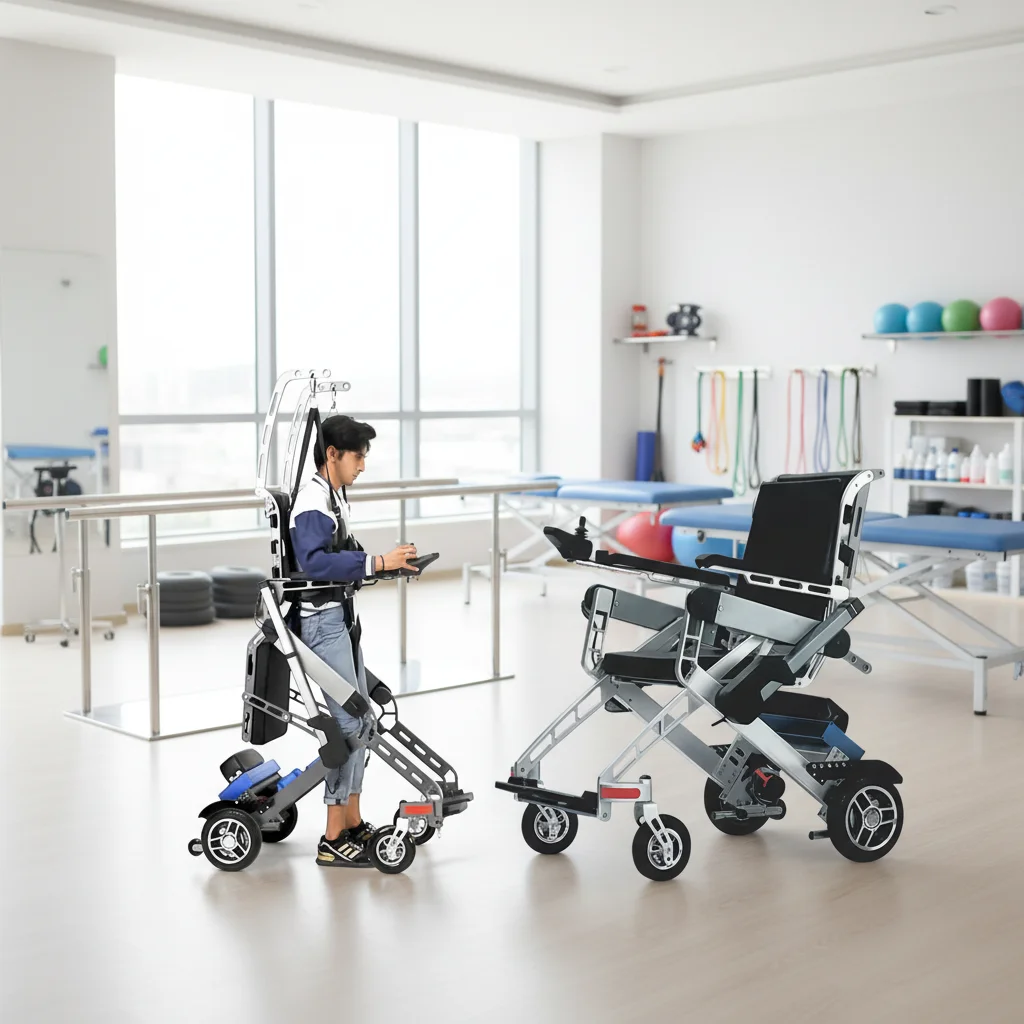 Stroke Rehabilitation Electric CE Certified Adjustable Aluminium Lightweight Unisex Assisted Standing Gait Training Equipment