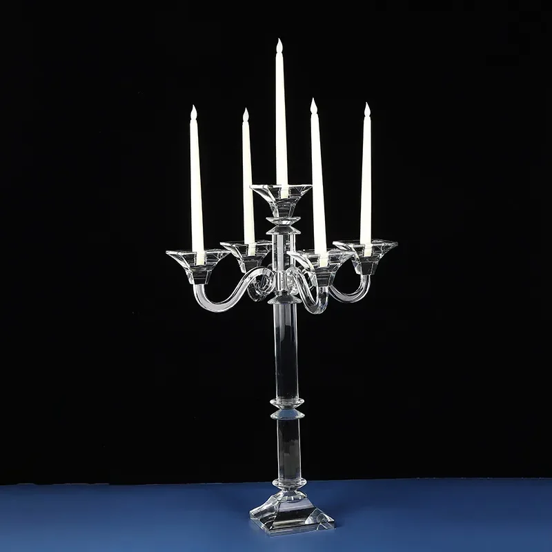 Luxury Crystal Candlestick Holder for Wedding Table Centerpiece Elegant Flower Vase Home Party Soft Decoration Ornament
