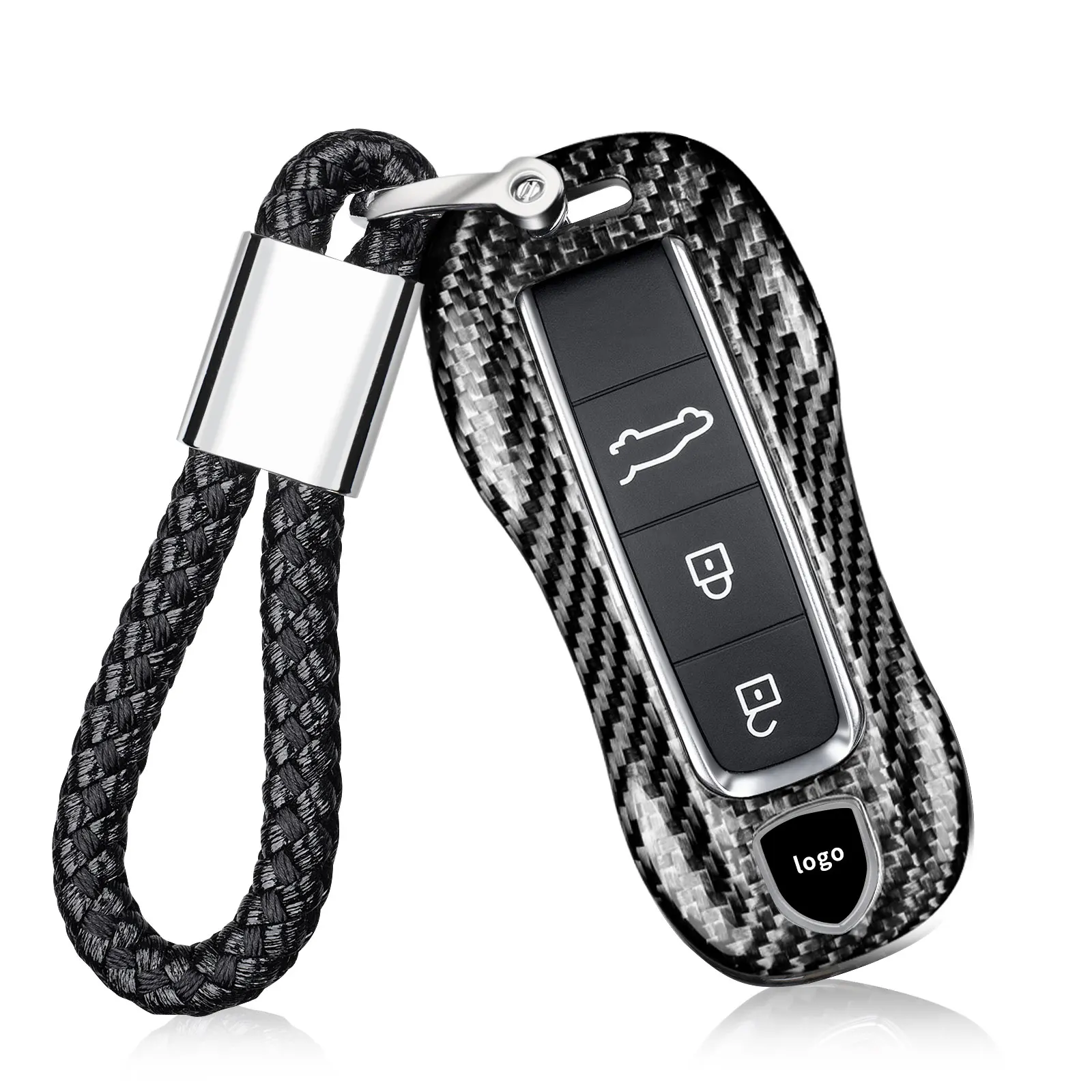 

Key Fob Cover for Porsche, Carbon Fiber Key Case Shell Protector for 2018-2024 Porsche 911 Carrera Panamera Taycan Cayenne 918