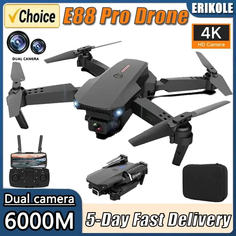 

New E88 RC Drone 4K Professinal With 1080P Wide Angle Dual HD Camera Foldable RC Helicopter WIFI FPV Height Hold Gifts Toys