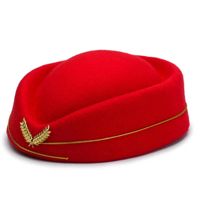 Women Air Stewardess Hat Cotton Flight Attendant Hat Stewardess Cap for Costume Cosplay Musical Performance