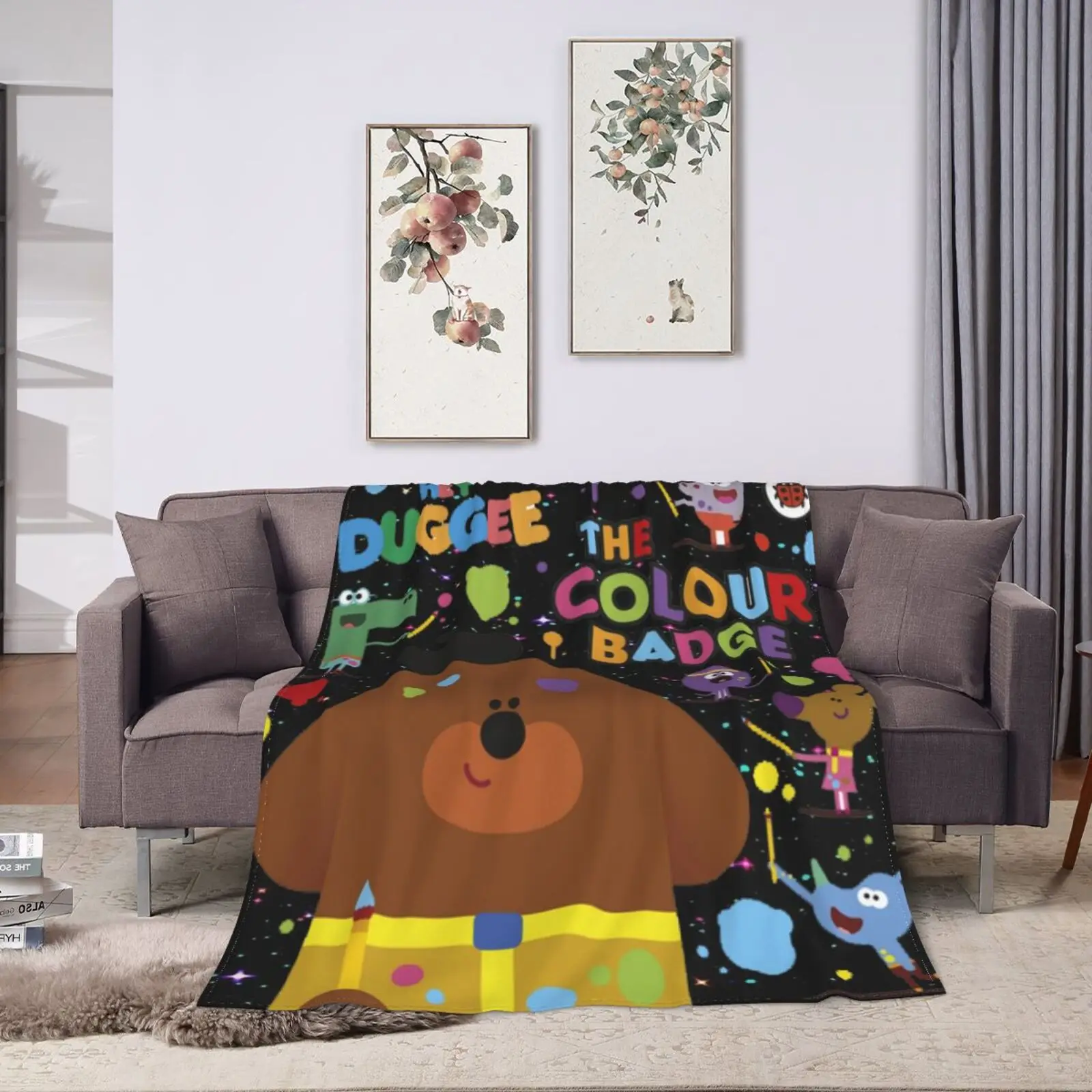 دفئا الكرتون موضوع الفانيلا رمي بطانية ، لطيف يا Duggee بطانية مريحة لغرفة المعيشة ، النوم ، قيلولة ، مكتب ، ديكور المنزل