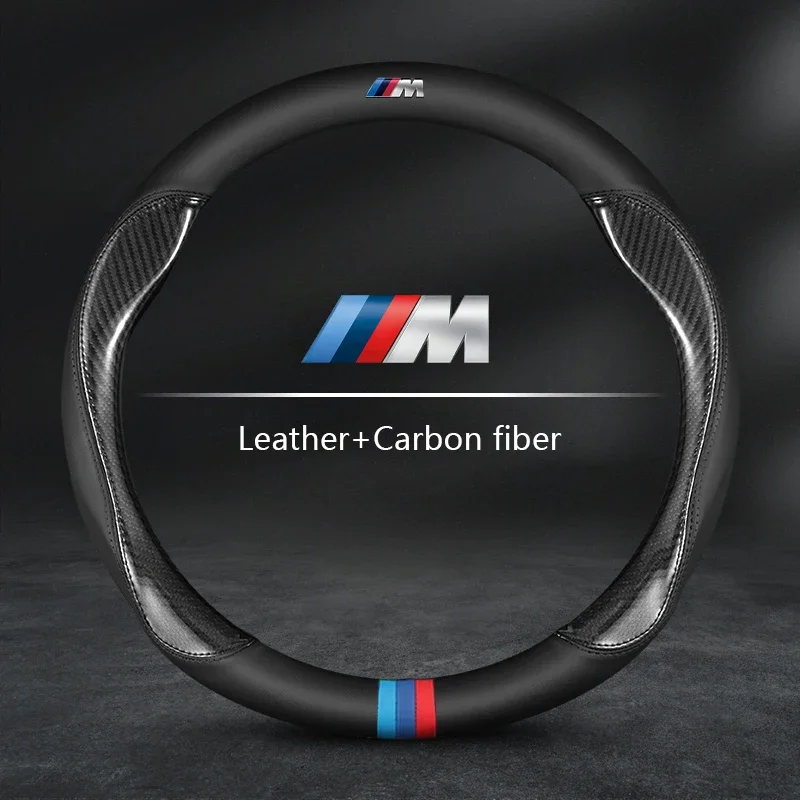 Para BMW protector para volante de coche M X1 X3 X5 X6 G20 G30 E39 E46 E87 E90 E92 F10 F15 F30 accesorios de cuero de ante de fibra de carbono
