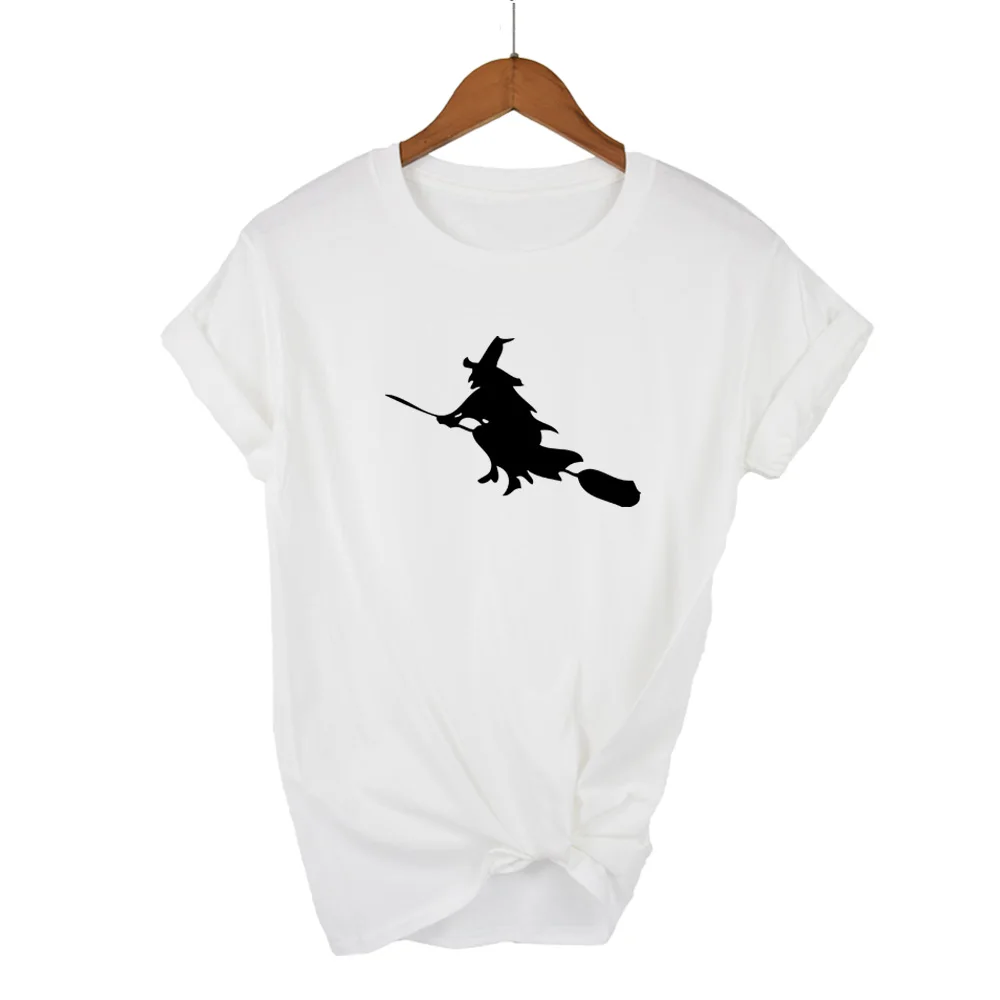 WITCH ON THE BROOM Women T-shirt Cotton Short Sleeves O-neck Funny Graphic Tshirt Lady 2020 Fashion Clothes Summer Tops Hipster