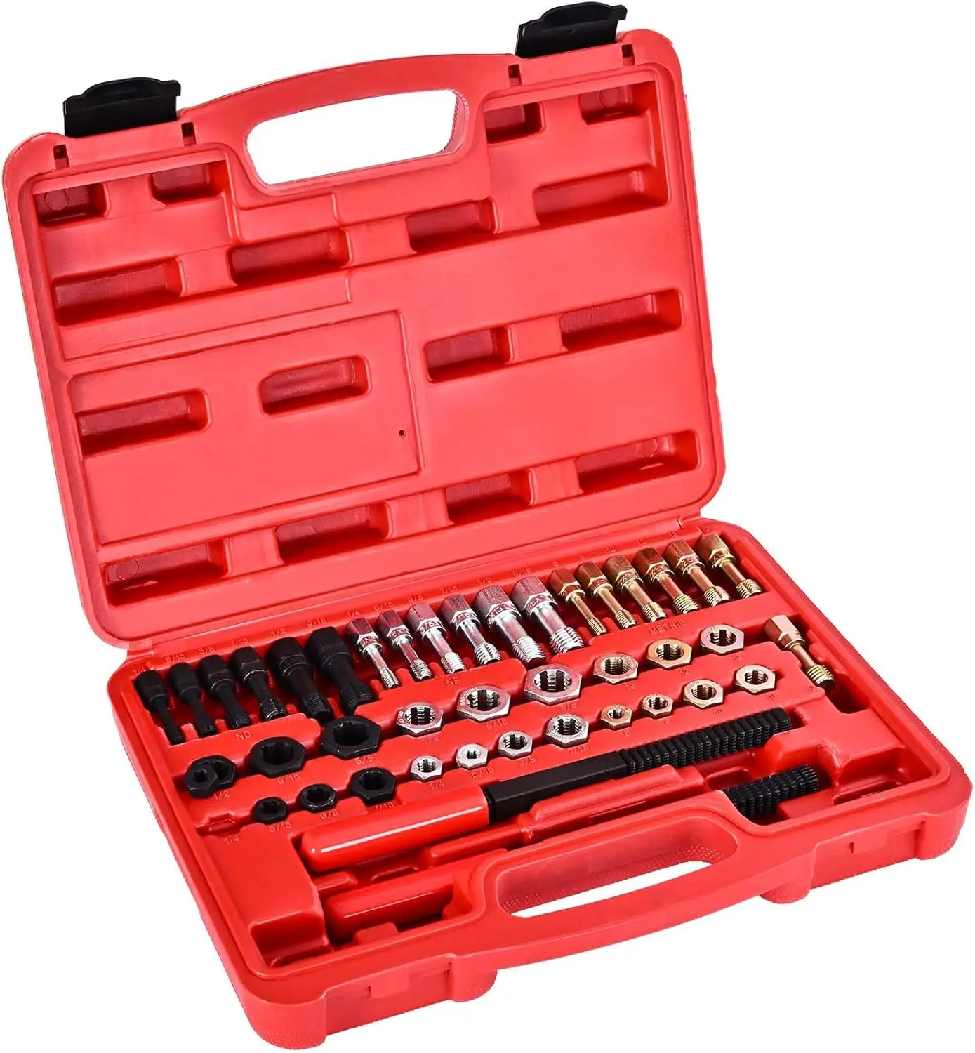 42-Piece Thread Chaser Set, Thread Restorer Rethreading Kit, Thread Repair Tool with UNF UNC and Metric Sizes