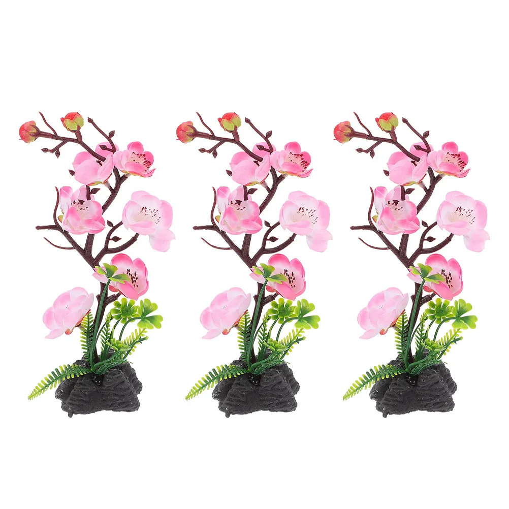 

3 Pcs Dishes Ornaments Japanese Flower Fake Flowers Decorations Plate Pink Small Artificial