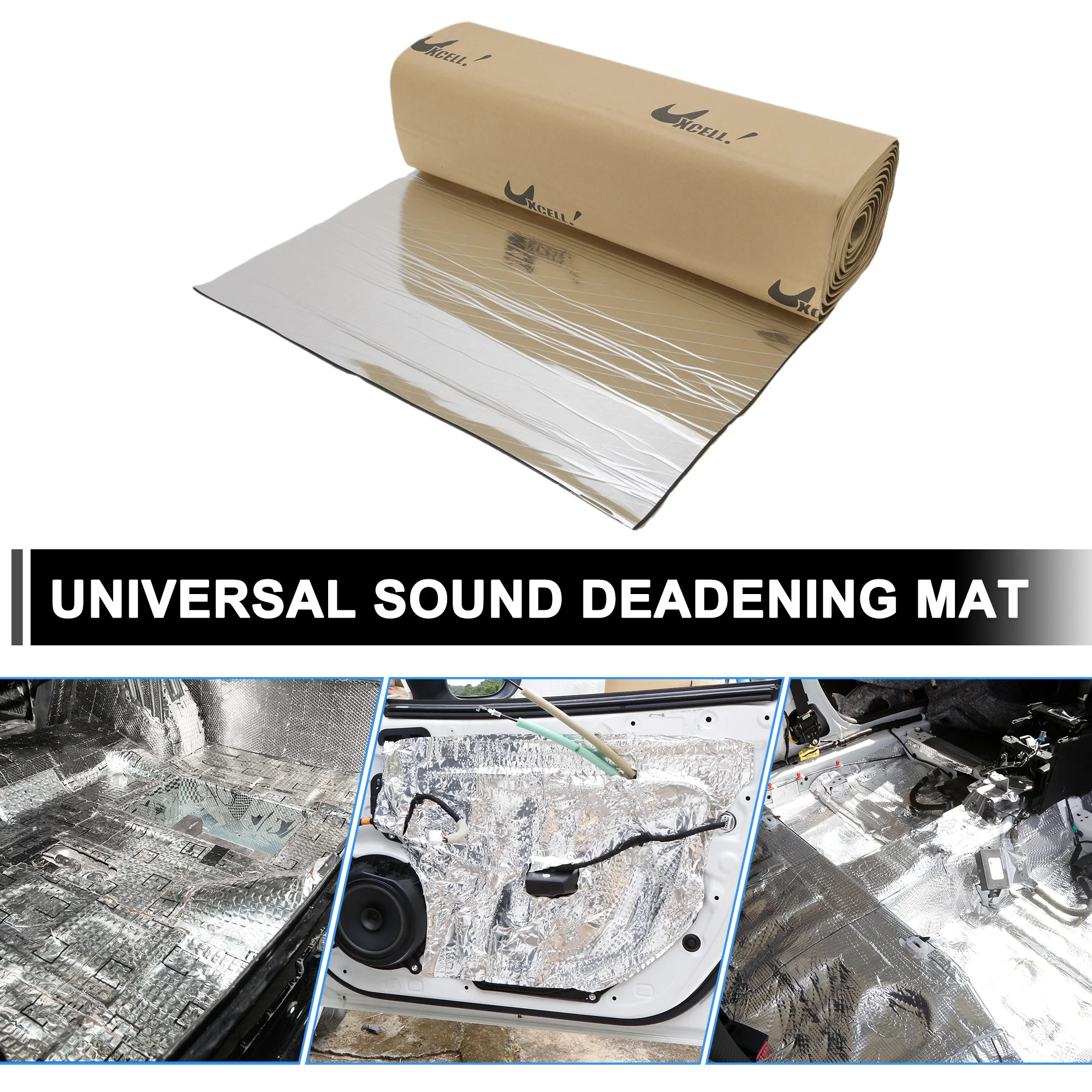 UXCELL Car Sound Insulation Heat Insulation Mat 4mm 420x50cm Aluminum Foil Acoustic Foam for Car Hood Fender Boat Engine Cover
