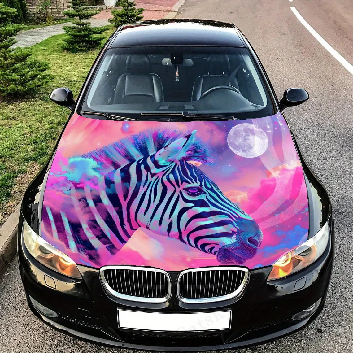 

Dreamy Zebra Car Hood Decal Sticker - Durable Vinyl Wrap, Splash-Resistant & Easy Removal, Fit For All Cars - Automotive Accesso