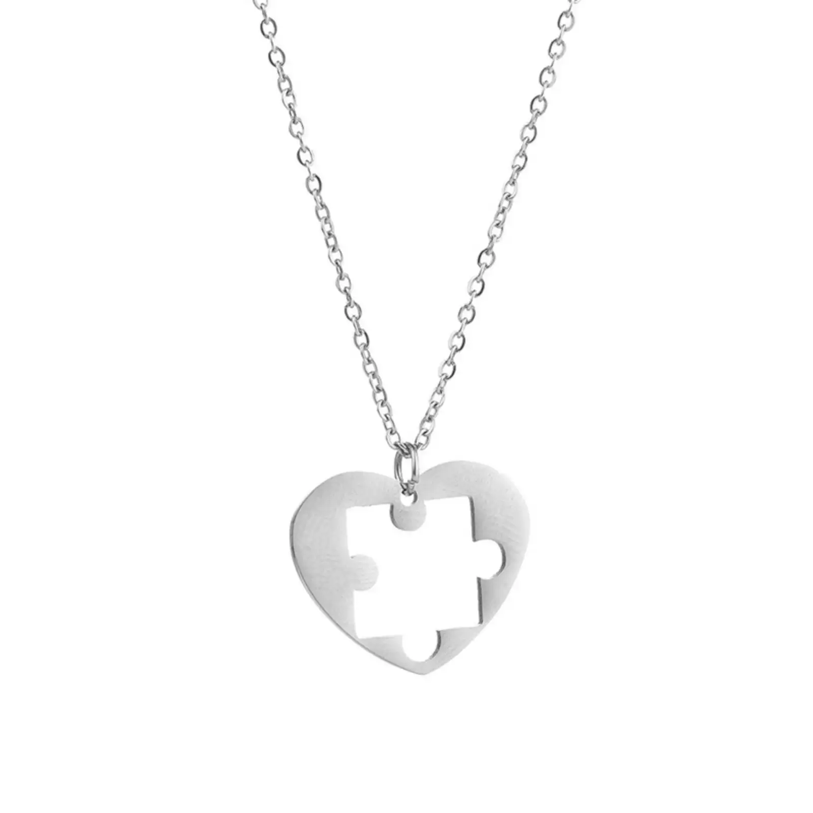 Edelstahl-Herz-Puzzle-Partnerkette, Herz-Puzzle-Anhänger-Halskette, Valentinstag-Schmuckgeschenk – Detail 2