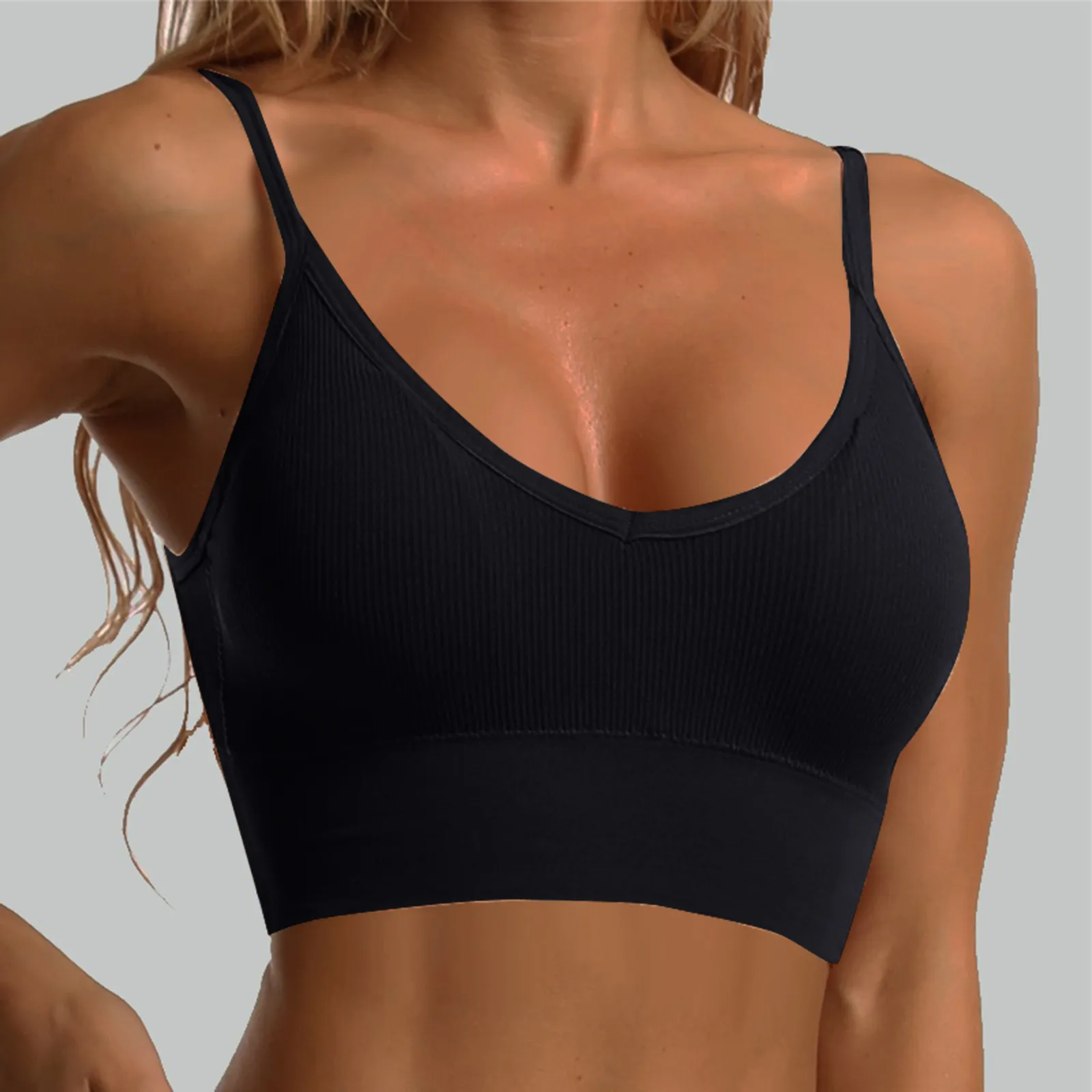 

Ladies Sports Bra Seamless Wireless Padded Yoga Workout Fitness Brief Push Up Crop Tops Camisole Breathable Tops for Women