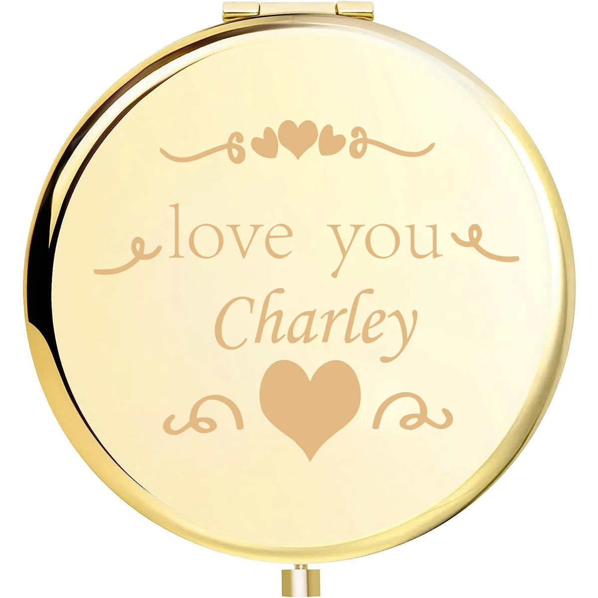 1PC Sweet Love You Customized Name Engraving Makeup Mirror For Girlfriend Wife Friend Birthday Gift