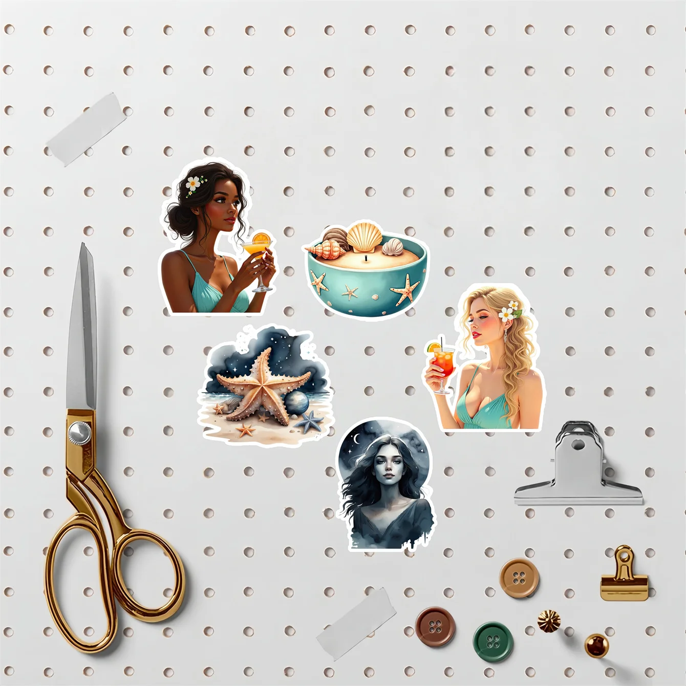 17pcs Beach Vacation Beauty Stickers for DIY Journals, Planners, Laptop Decorations, Book, Planner, High-Quality Prints