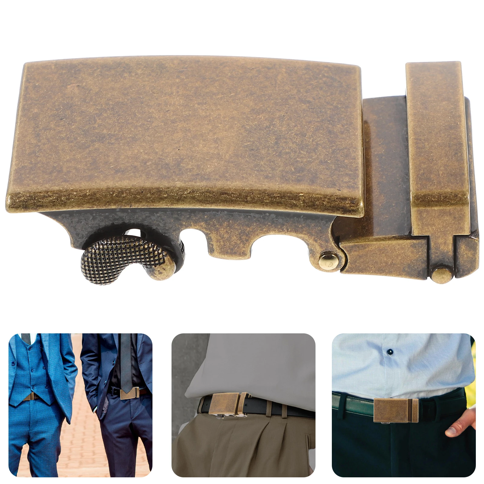 

Fashion Men'S Alloy Automatic Buckle For Belts Light Brown Easy Adjust Ratchet Belt Buckle Business Formal Wear Durable