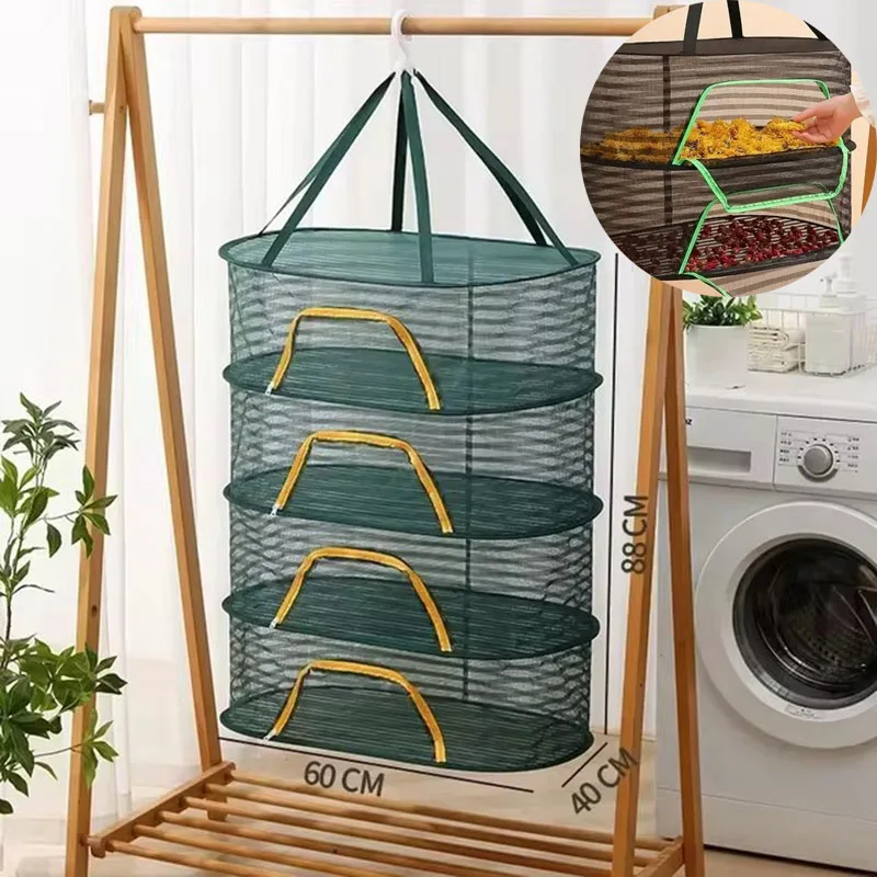 Layers Drying Net Multifunctional Household Folding Net Anti-mosquito Rack Hanging Basket for Flowers Bud Plants Laundry Storage