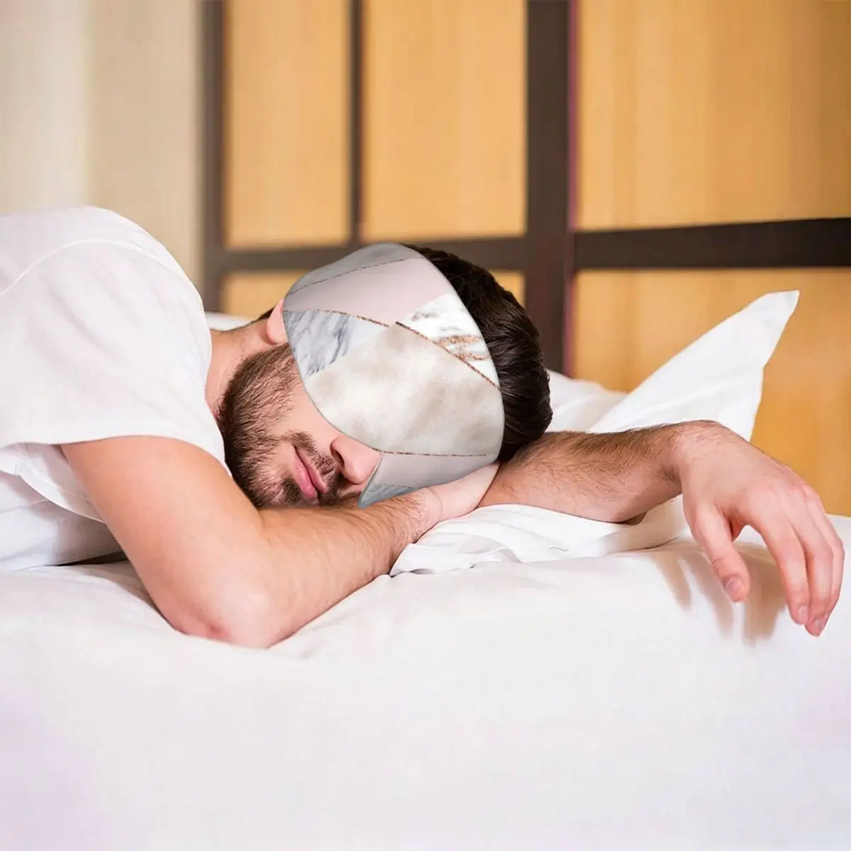 Spliced Mixed Rose Gold Marbl sleep eye mask Light Blocking Portable Eye Cover for Girls Boys Home Sleeping Eyeshade eyepatch view 6