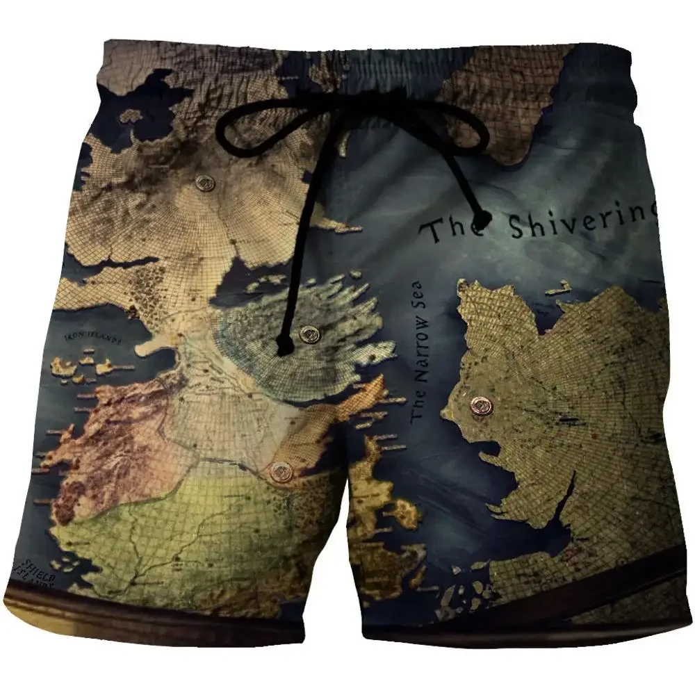 Summer Men Beach Shorts 3D Printing Loose Surfing Beach Pants Water Sports Shorts S-Running Trunks Oversized Swimming Shorts