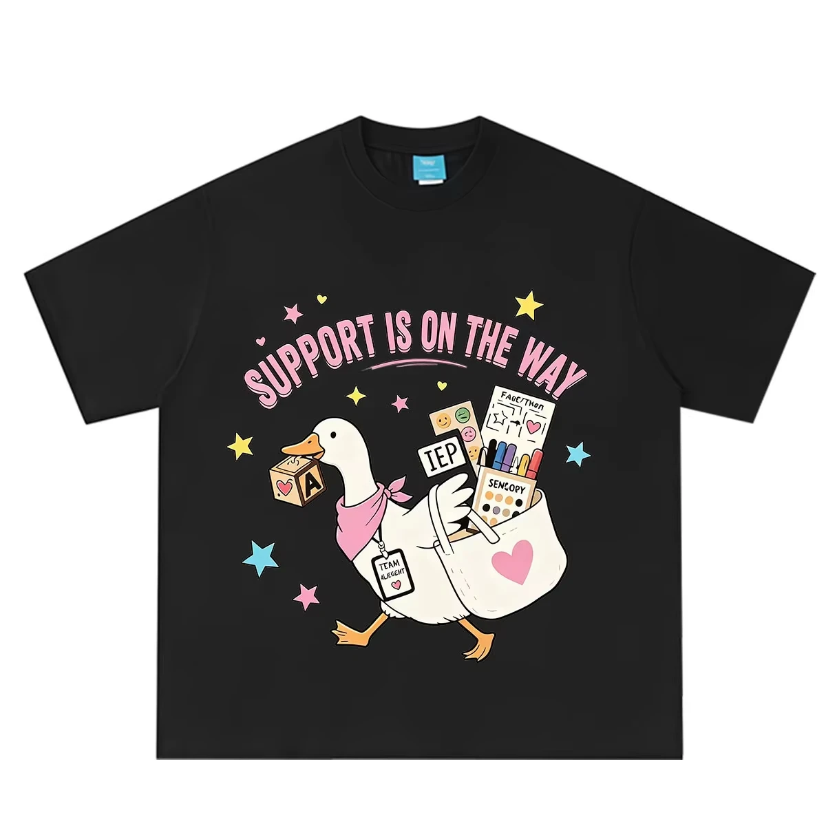 Support Is on The Way Cute Goose Funny Meme T-shirt Men Women Aesthetic Trend T Shirt Short-sleeved Loose Casual Cotton T-shirts