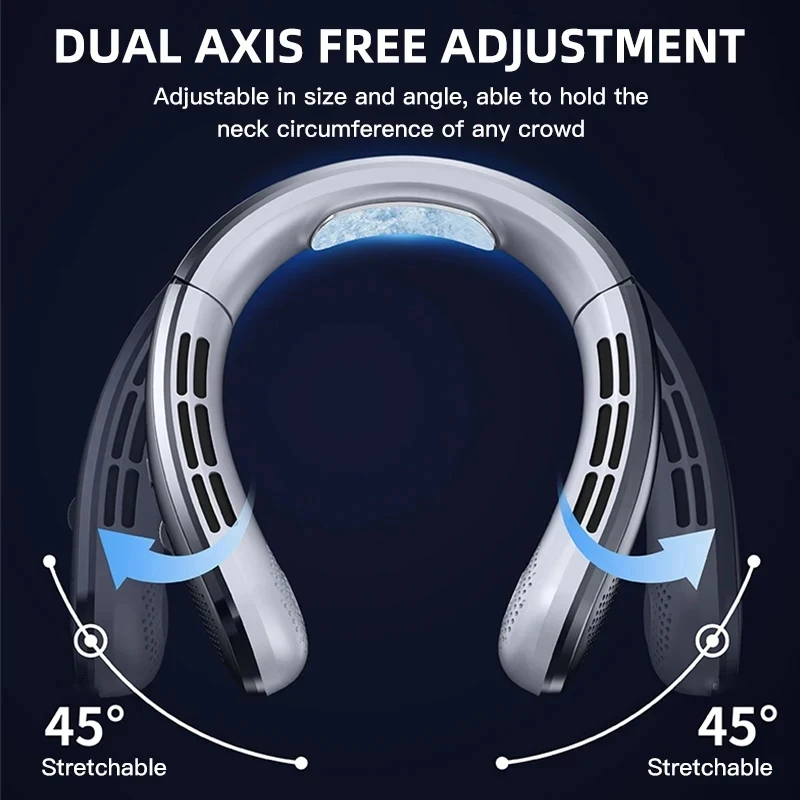 Fan 3000mA Portable Mini Hanging Neck Fan Bladeless Neckband Fan Digital Display Power Air Cooler USB Rechargeable Electric Fans