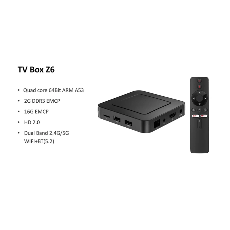 ТВ-приставка 4K Android TV ATV OS с Allwinner H313, двухдиапазонный Wi-Fi, BT5.0, четырехъядерный процессор ARM и память 2 Гб 16 Гб