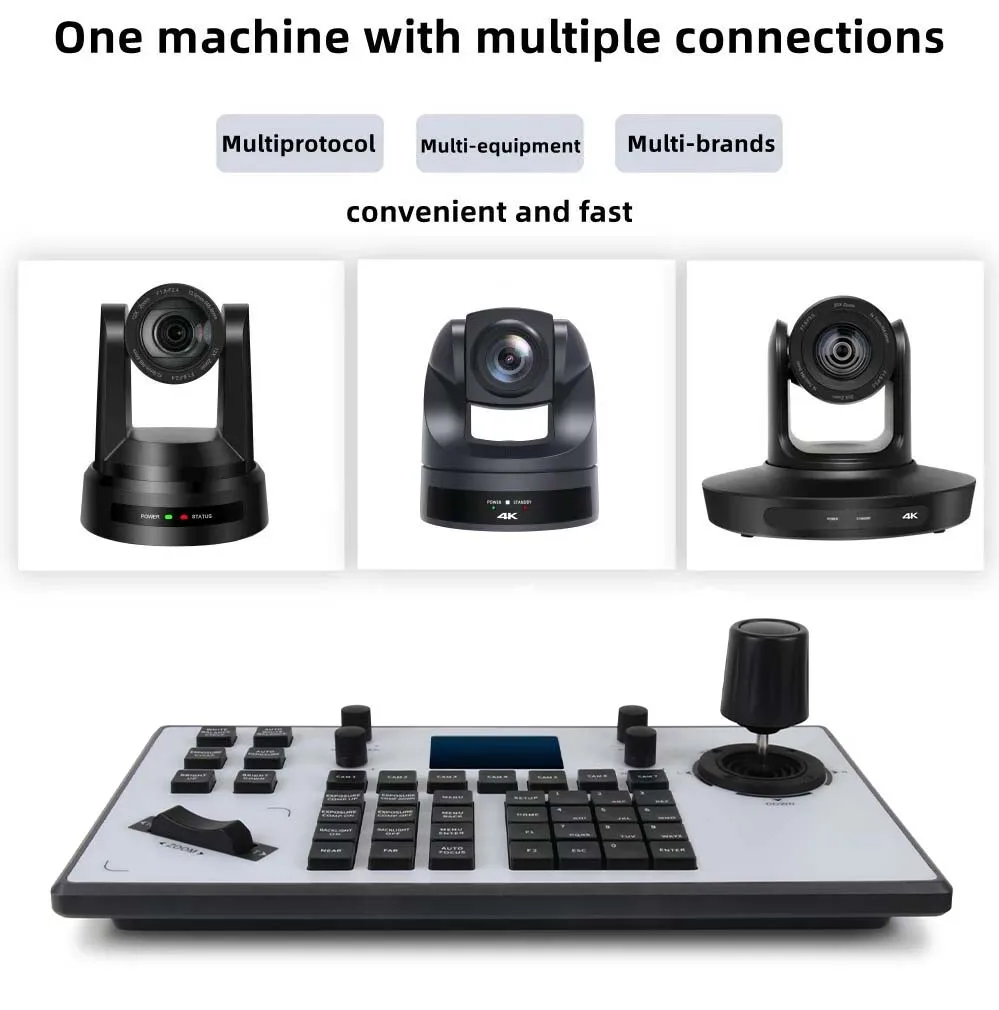 Business Video Conference Accessory PTZ Camera Keyboard Controller With 4D Joystick & IP Decoding