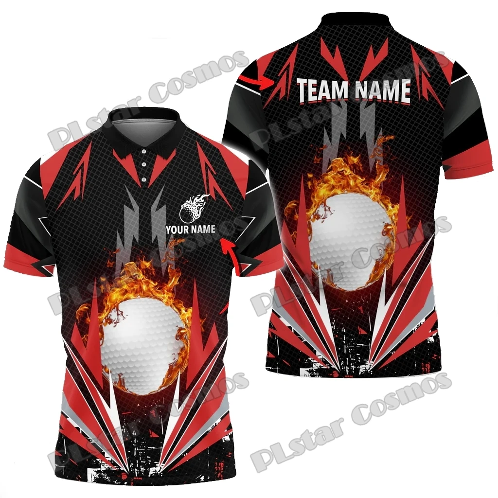 Golf Fire Thunder Multicolor Option Customized Name 3D All Over Printed Men's Polo Shirt Summer Unisex Casual Polo shirt WK257