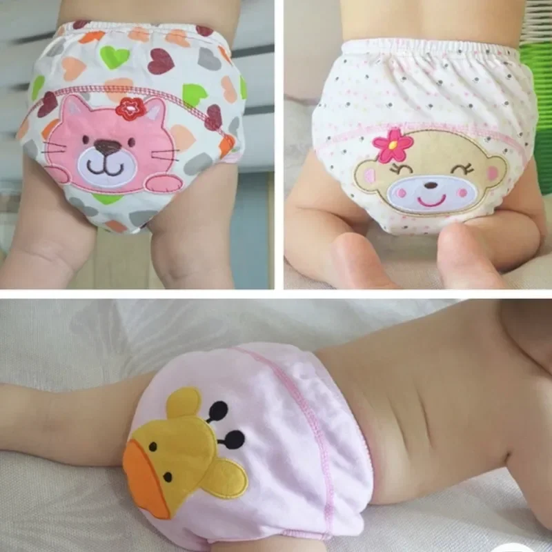 4 Pcs/Lot Baby Children Reusable Underwear Breathable Diaper Cover Cotton Training Pants S/M/L