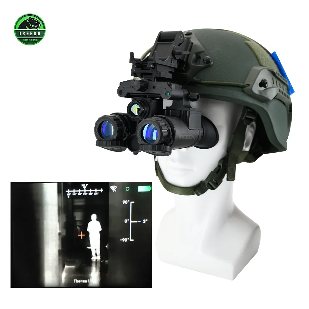 Fusion Low Light Head Mounted Thermal Night Vision Binoculars Gen2+ White/Green IIT 1024x768 Resolution Auto-Gating