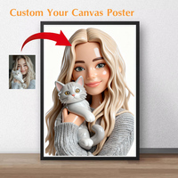 Customized Hand-made Style Photo Canvas Printing Couple Movie Wedding Family Pet Poster Pair Living Room Home Decoration Gift