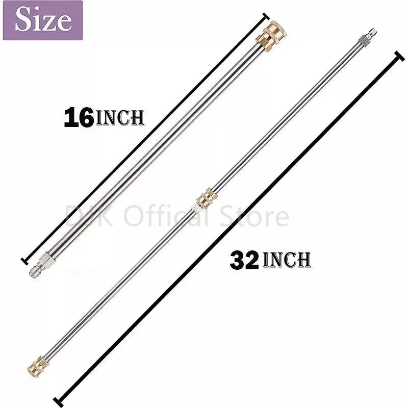 2 Pieces Pressure Washer Extension Wand Lance Total 32 inch With 1/4 Inch Quick Plug Connect Stainless Steel Spray Rod