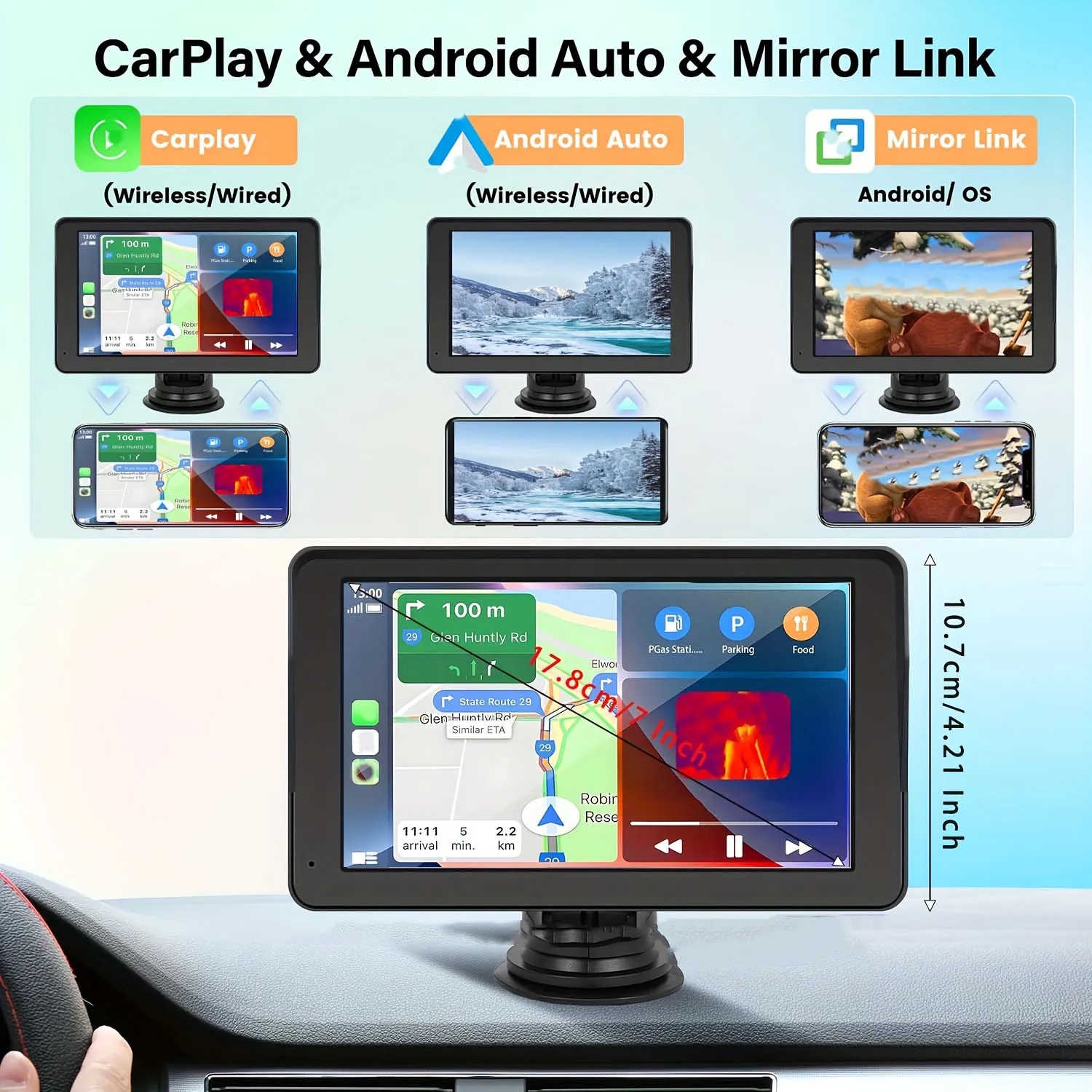 

7,0-дюймовый мотоциклетный CarPlay Android автоматический навигационный монитор с удаленной мотоциклетной навигацией CarPlay камера Bluetooth для мото