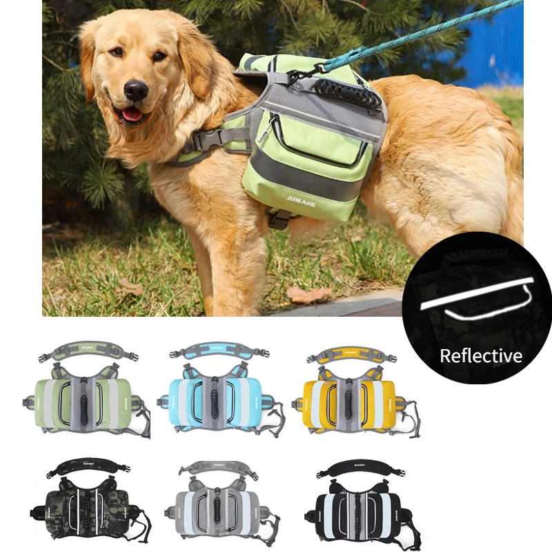 

Рюкзак для пешего туризма на открытом воздухе, регулируемая седельная сумка, переноска для путешествий, кемпинга, безопасности со светоотражающим жилетом для домашних животных